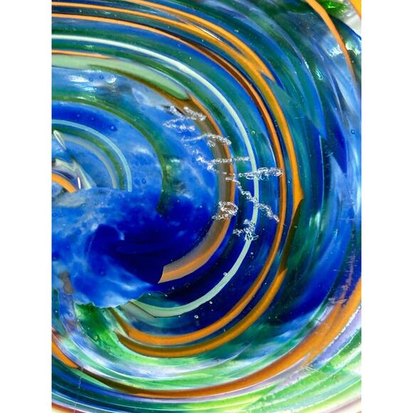 Art Glass Fred Wilkerson Multicolor Hand Blown Glass Birds Paperweight Signed - Picture 7 of 11